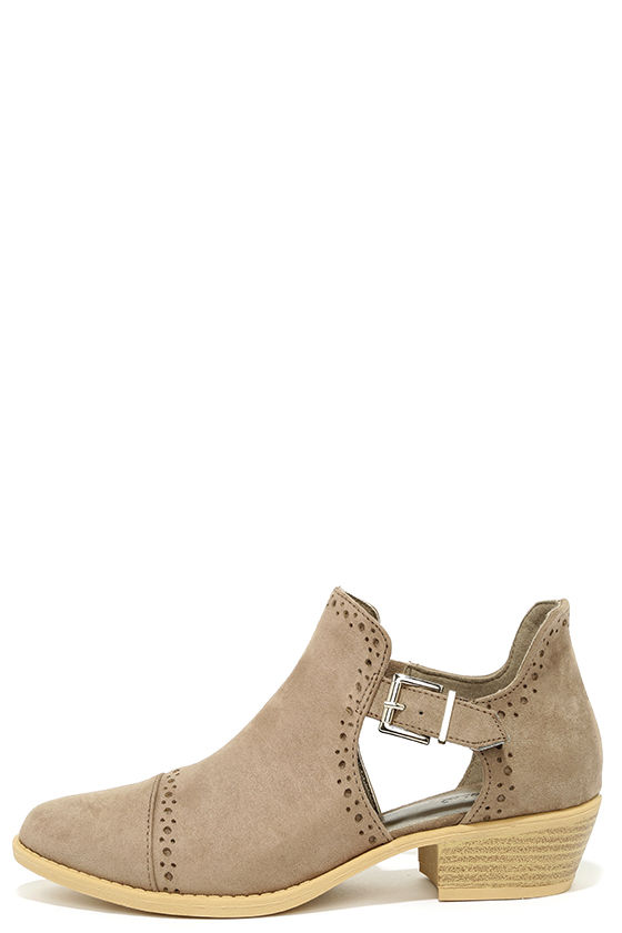 suede taupe booties