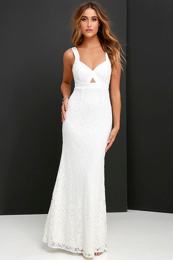 What a Doll Ivory Lace Maxi Dress