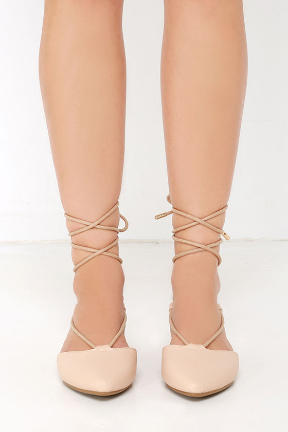 Darby Nude Leather Flats - Mala