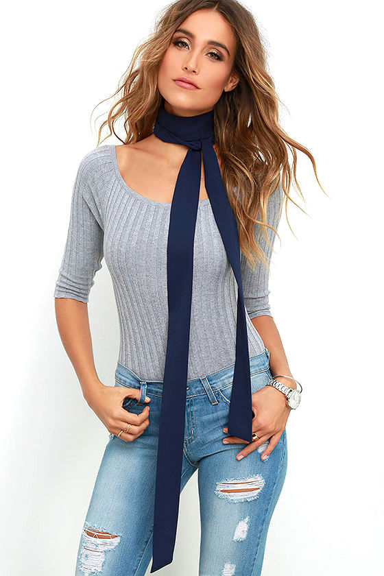Navy Blue Scarf - Skinny Scarf - Woven Scarf - $12.00 - Lulus