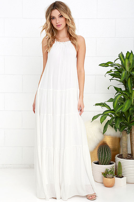 Coast is Clear Ivory Backless Maxi Dress 2