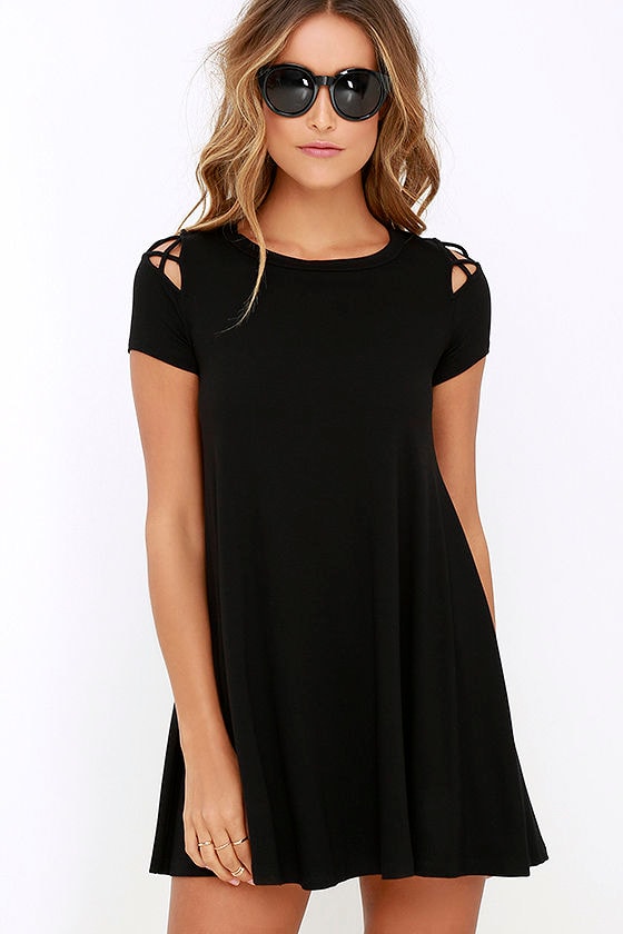 short black swing dress