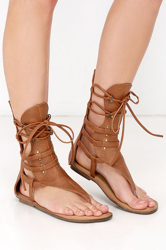 Cute Tan  Sandals  Lace Up Sandals  Thong Sandals  39 00