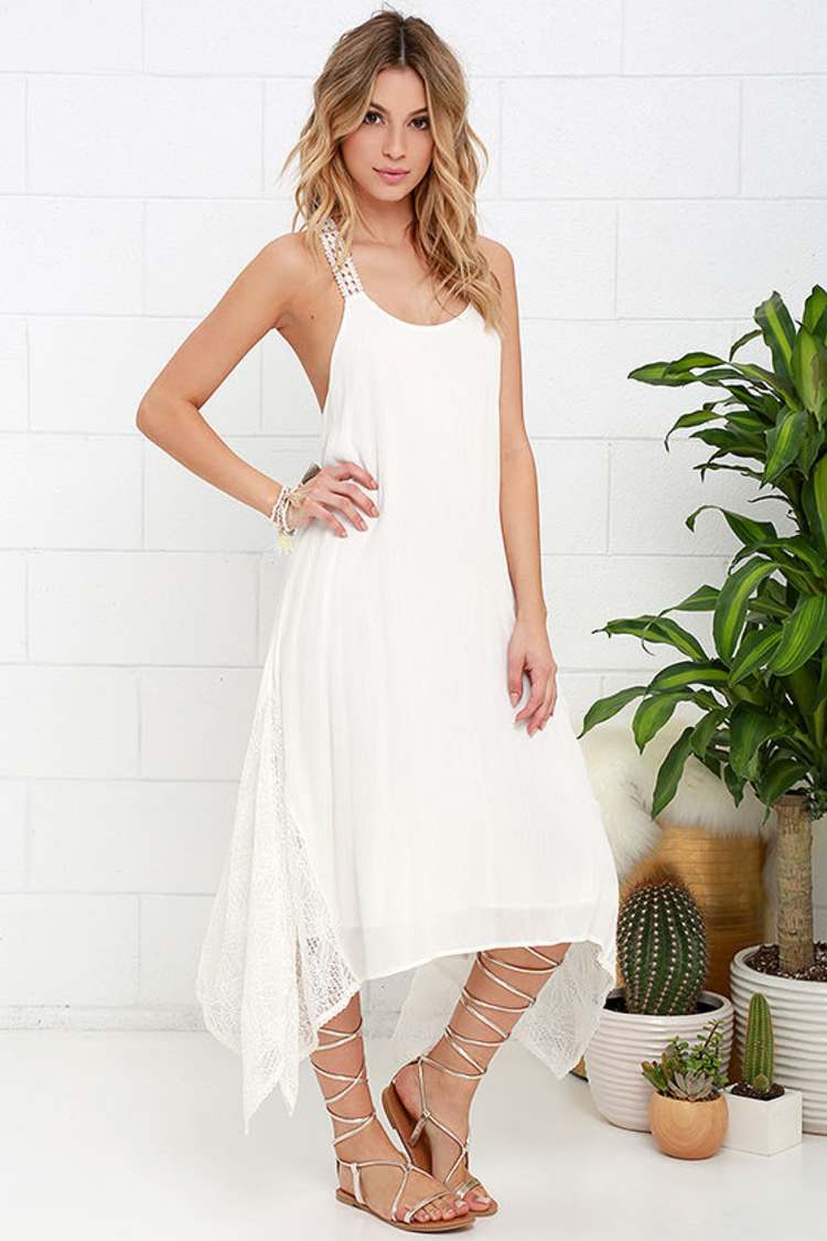 white lace collar dress LACE HIGH-NECK MIDI DRESS IN WHITE | CULT MIA