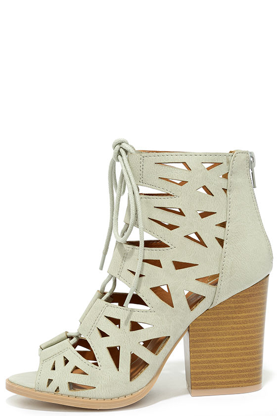 Shape on You Ash Grey Cutout Lace-Up Booties