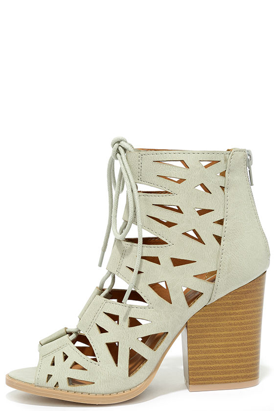 gray cut out booties