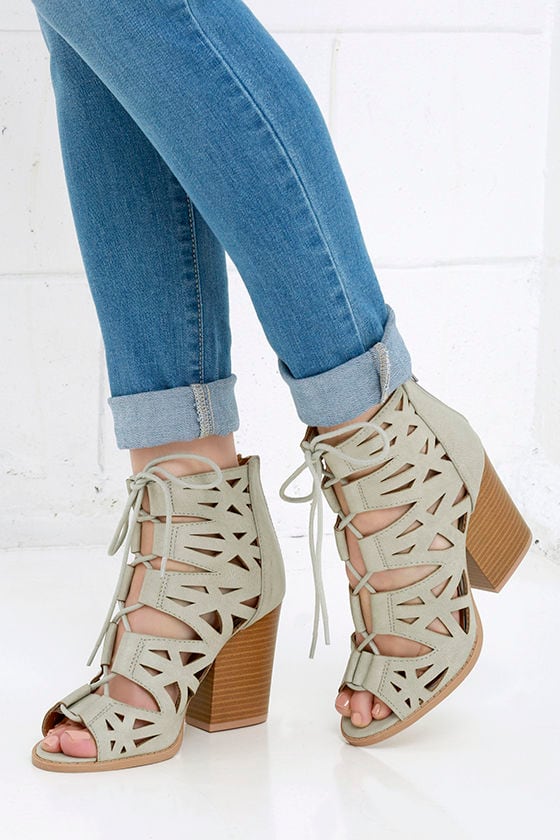 grey cut out booties