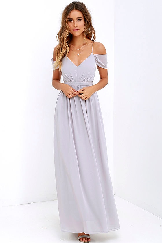 Lovely Grey Dress Off the Shoulder Dress Maxi Dress Lovely Grey Dress Off the Shoulder Dress Maxi Dress