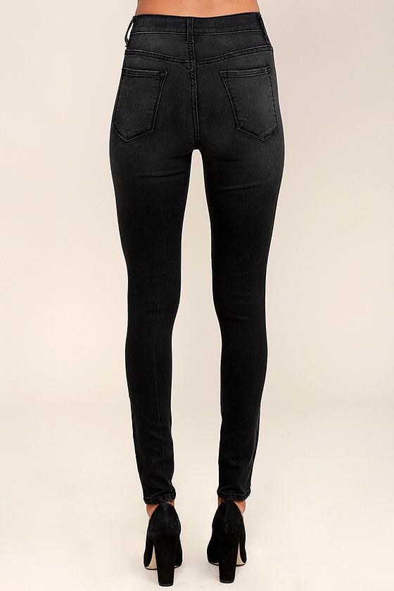 washed black skinny jeans