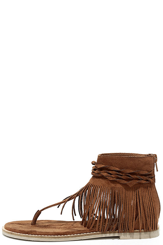 Cute Brown Sandals Fringe Sandals Thong Sandals 79.00 Lulus