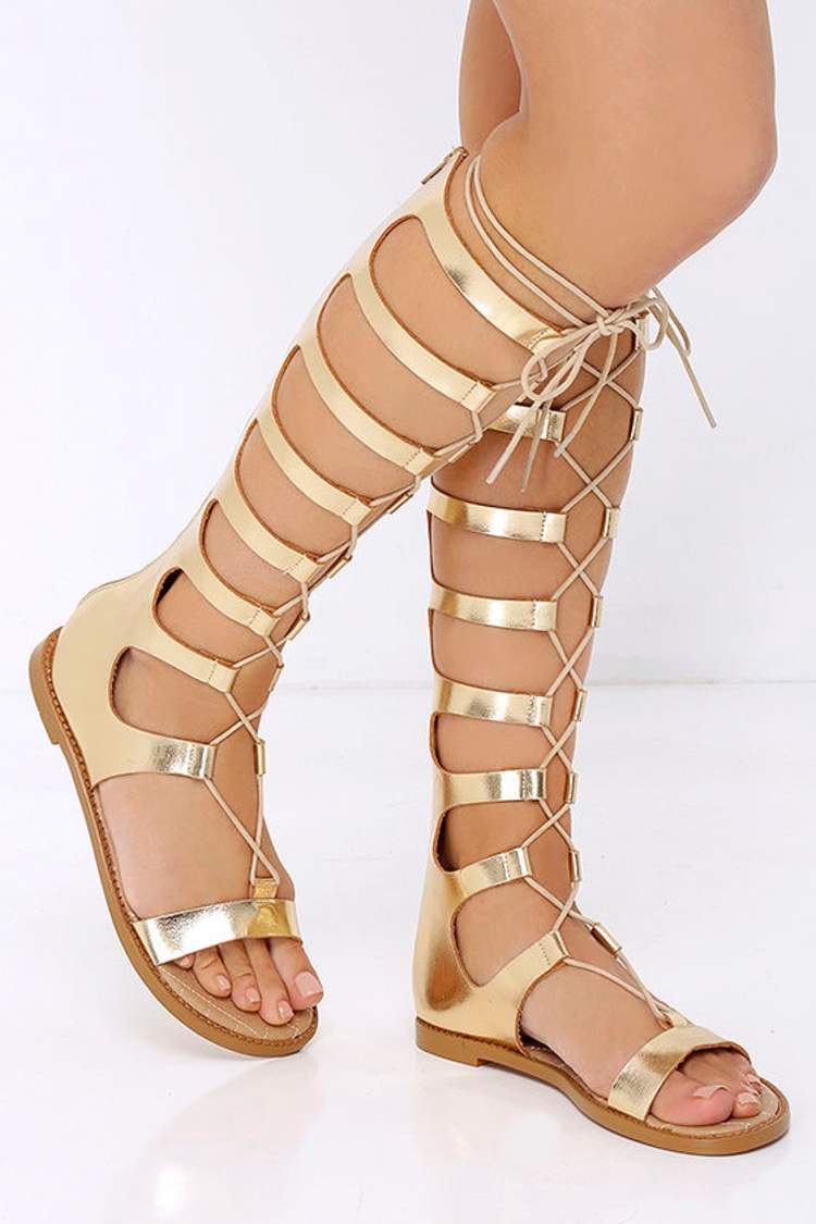 Gold Tall Leather Gladiator Sandals Chinese Laundry Galactic Gold