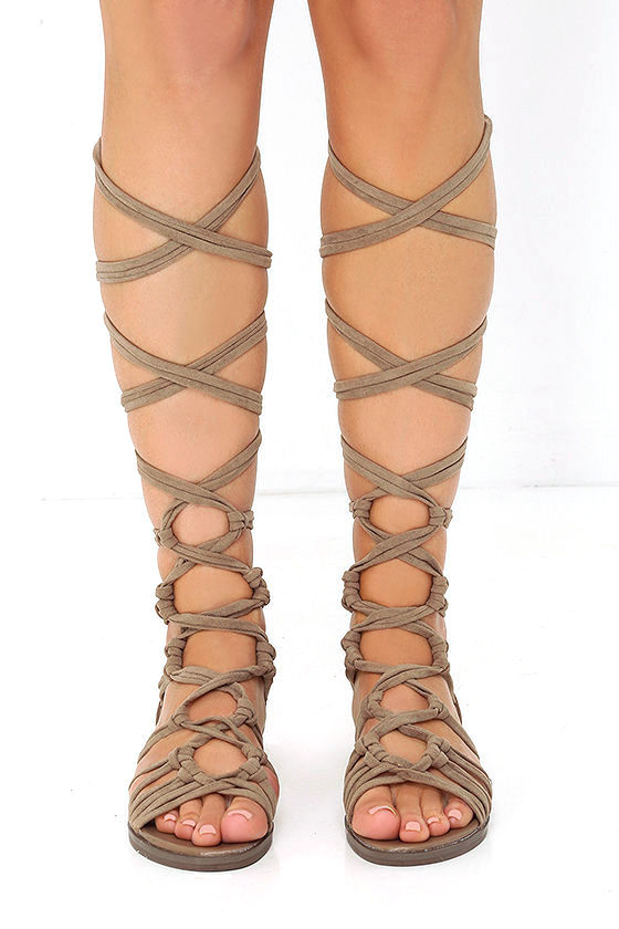 tan lace up sandals flat