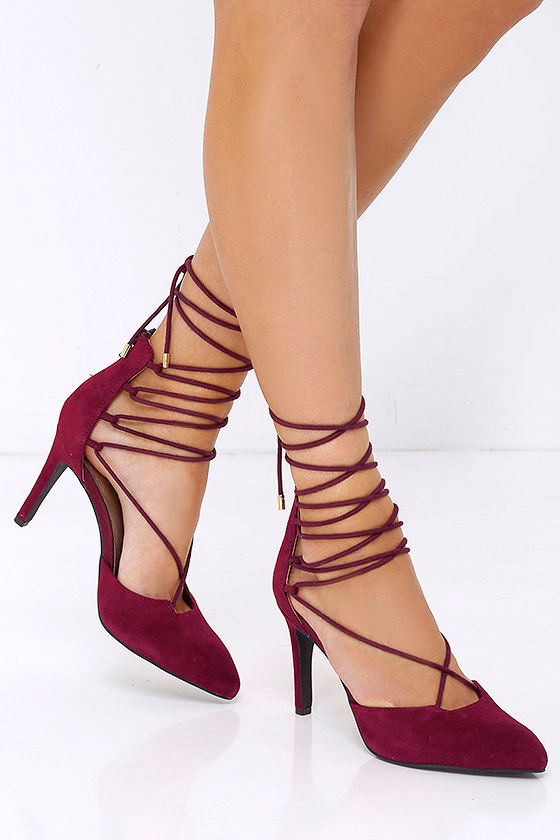 Seychelles Bauble Burgundy Suede Leather Lace-Up Heels - $129.00 - Lulus