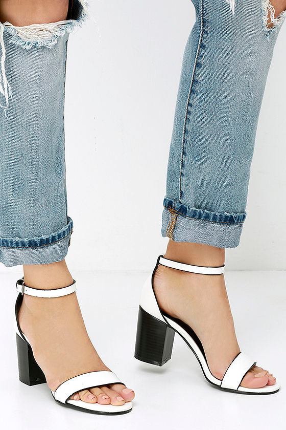 Cute White Heels Ankle Strap Heels Single Sole Heels 27.00 Lulus