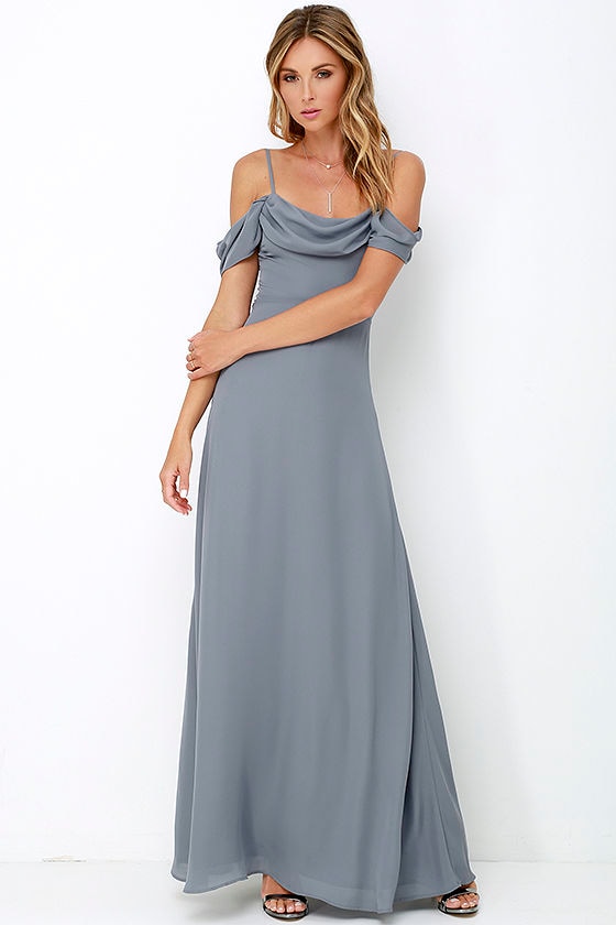 Dark Grey Gown - Maxi Dress - Dark Grey Dress - $72.00