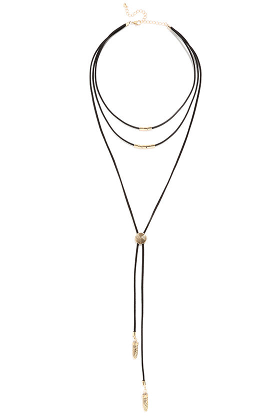 Cute Black Choker Necklace - Black and Gold Necklace - Bolo Necklace ...