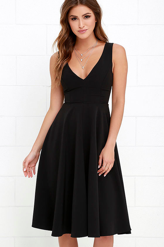 black midi party dress