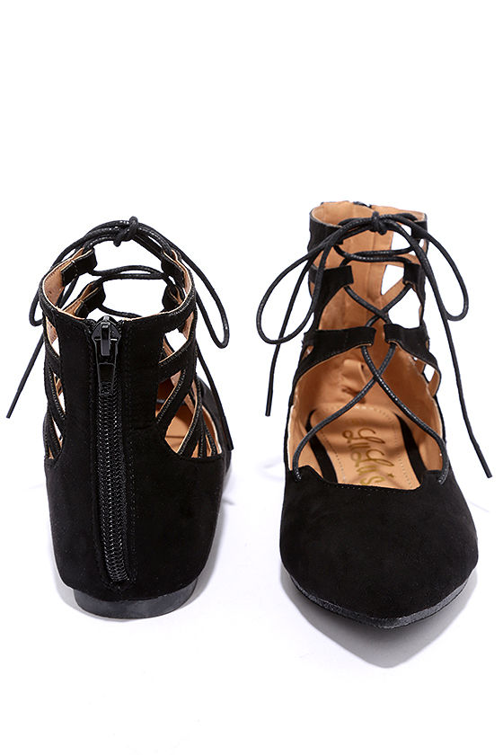 black flats lace up