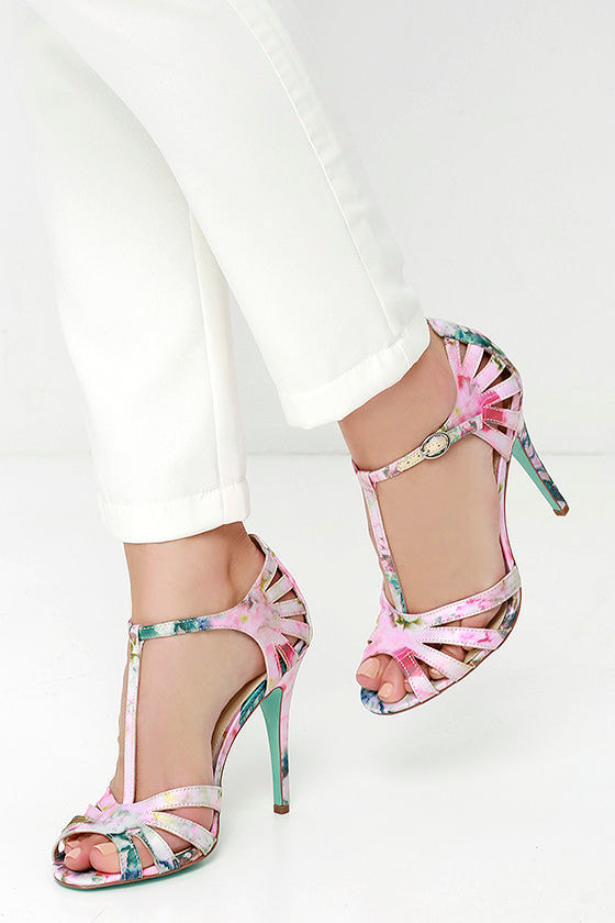 floral strappy heels