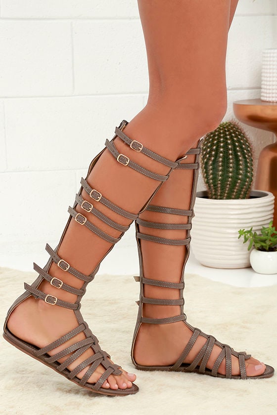 Cool Taupe Sandals - Gladiator Sandals - Vegan Leather Sandals - $34.00 ...