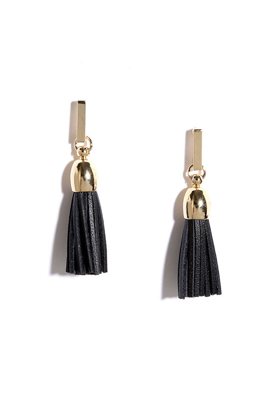 Fun Black Earrings Tassel Earrings 14.00 Lulus