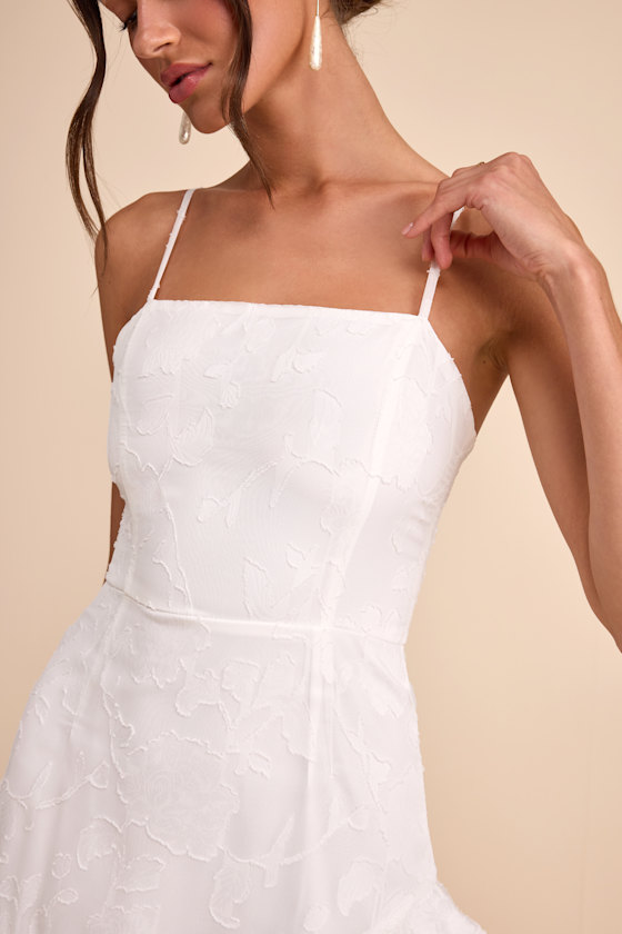 Days with You White Floral Burnout Ruffled Mini Dress - thumbnail 3