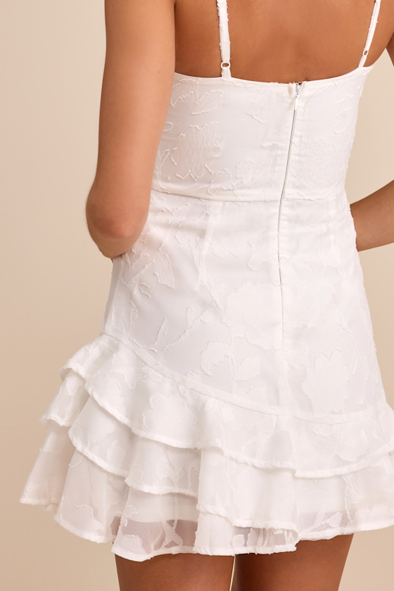Days with You White Floral Burnout Ruffled Mini Dress - thumbnail 5