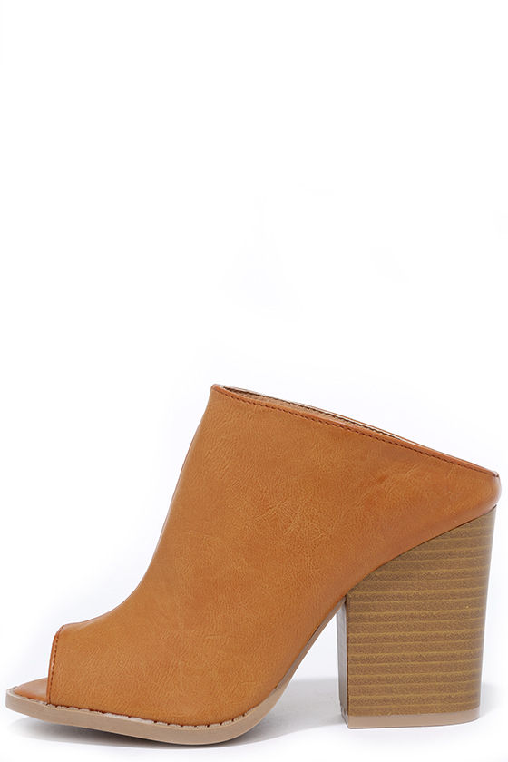 tan slip on mules