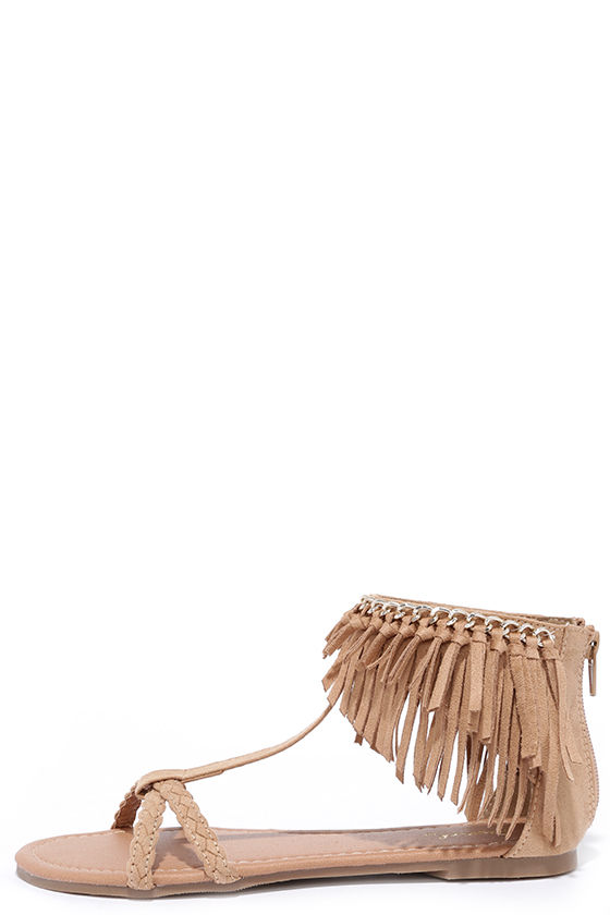 Cute Brown Sandals Flat Sandals Fringe Sandals 25.00 Lulus