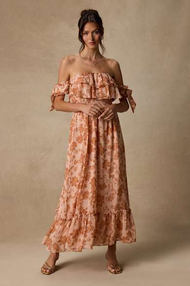 fit and flare dress cocktail Off The Shoulder Puff Sleeve Fit And Flare Gown main image 0