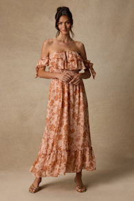 Love and Blooms Blush Floral Print Off-the-Shoulder Dress 2
