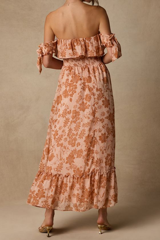 Love and Blooms Blush Floral Print Off-the-Shoulder Dress - thumbnail 3