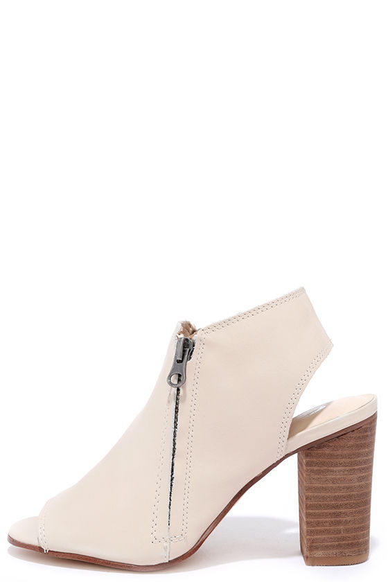 leather beige booties
