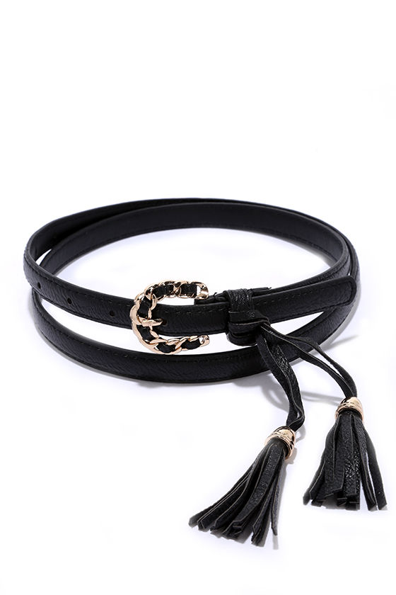Cute Black Belt Tassel Belt Vegan Leather Belt 11.00 Lulus