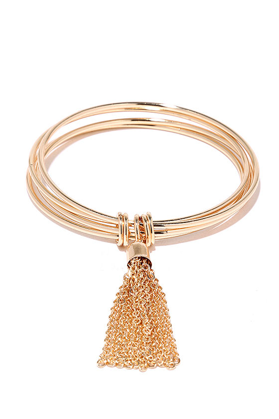 Cool Gold Bracelet Tassel Bracelet Bangle Bracelet 12.00 Lulus