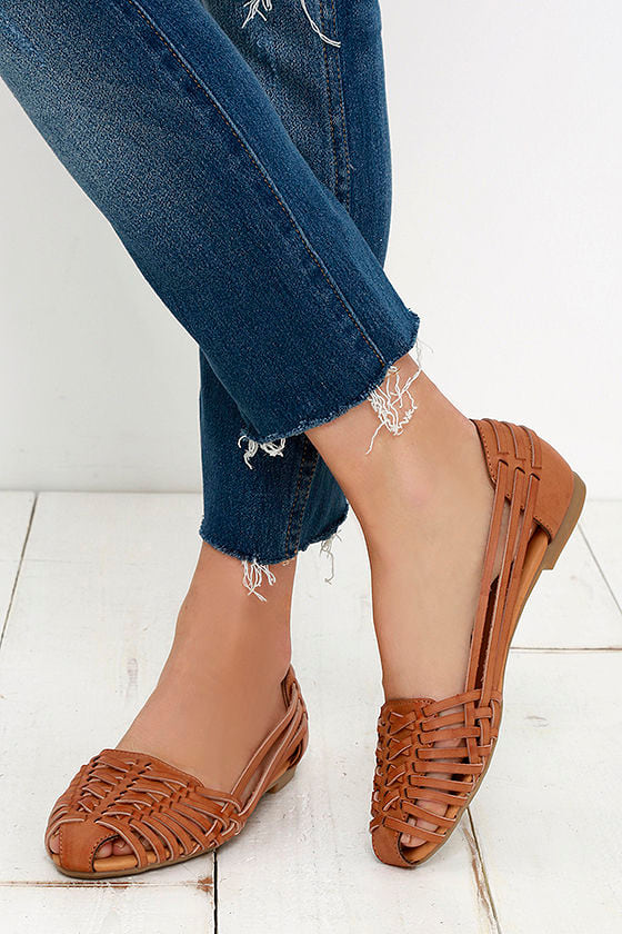 Cute Tan Flats - Huarache Flats - Flat 