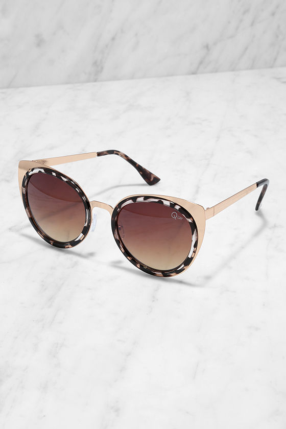 Quay Girly Talk Tortoise and Gold Sunglasses