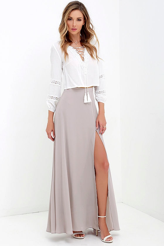 Seaside Soiree Taupe Maxi Skirt 2