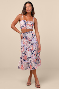 Floating Through Flowers Multi Floral Two-Piece Midi Dress 3