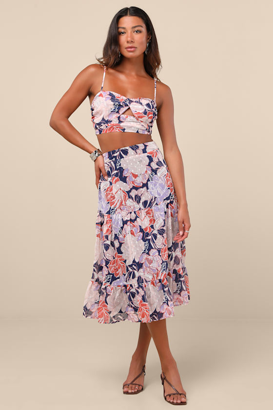 Floating Through Flowers Multi Floral Two-Piece Midi Dress 3