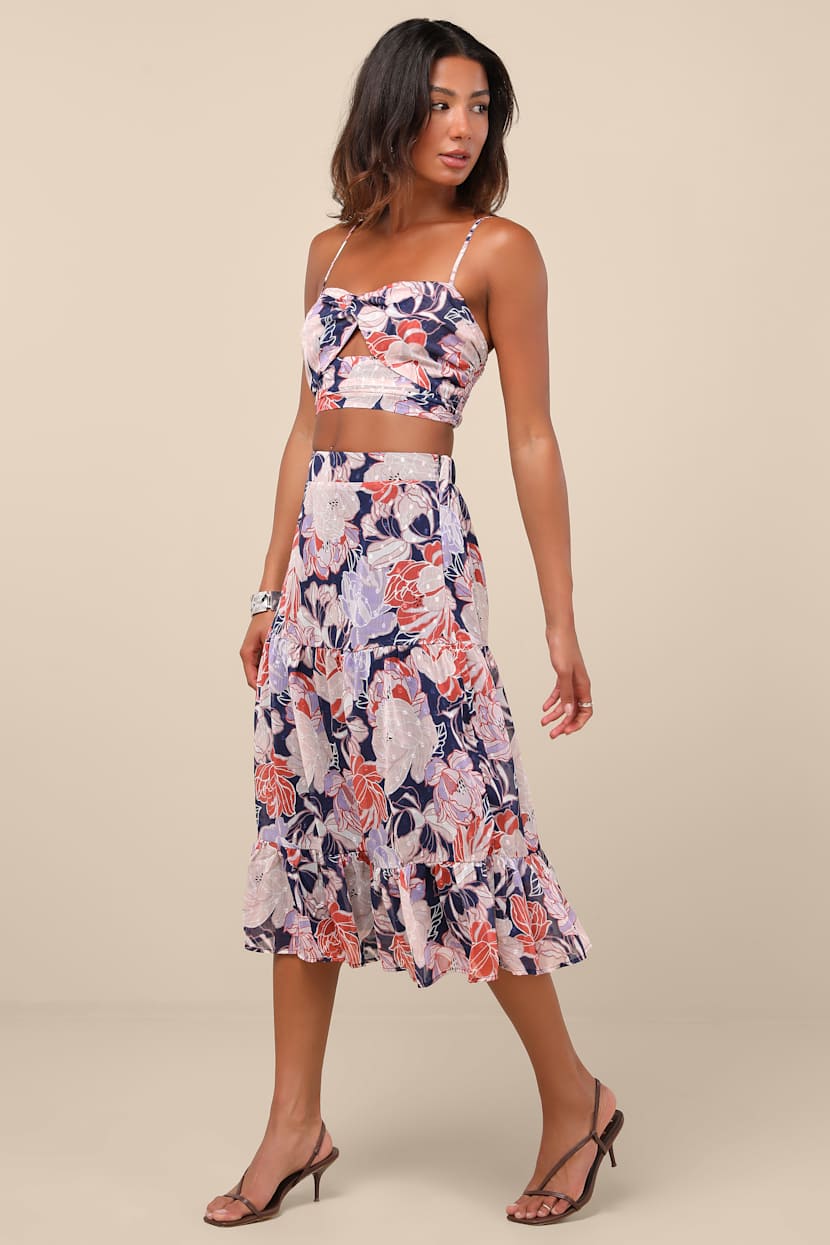 Floating Through Flowers Multi Floral Two-Piece Midi Dress