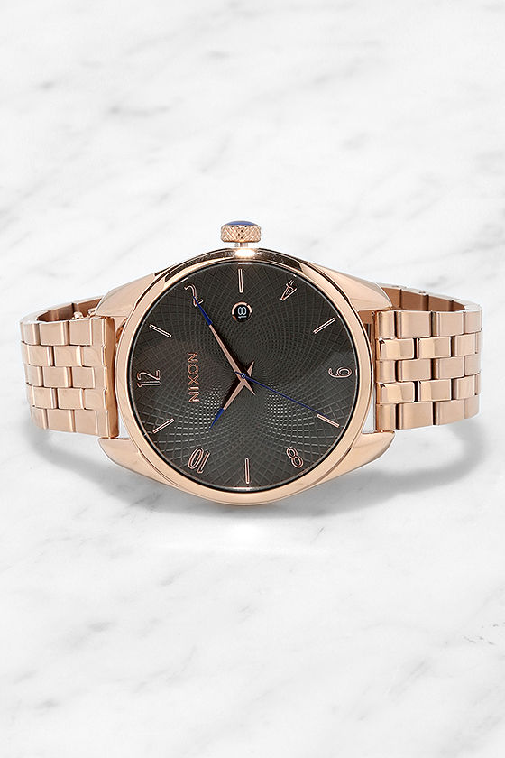 Nixon Bullet Rose Gold and Gunmetal Watch - Rose Gold Watch