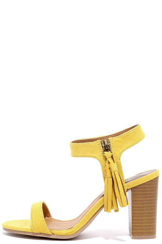 yellow tassel heels