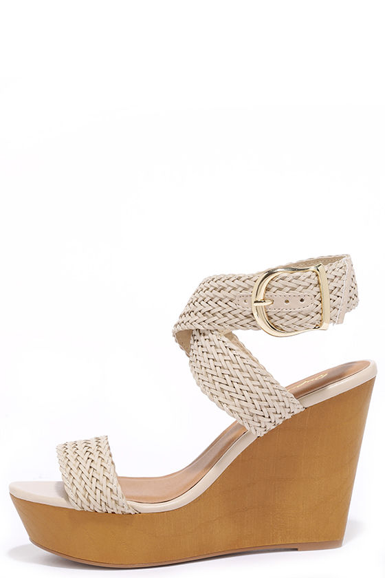 Beige Woven Wedges Platform Wedges Wedge Heels 36.00 Lulus