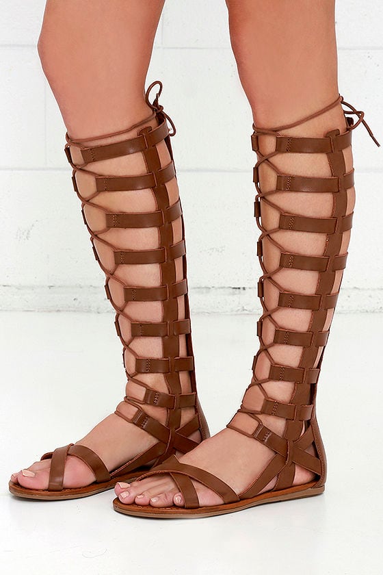 Cute Cognac Sandals - Tall Gladiators - Gladiator Sandals - $71.00