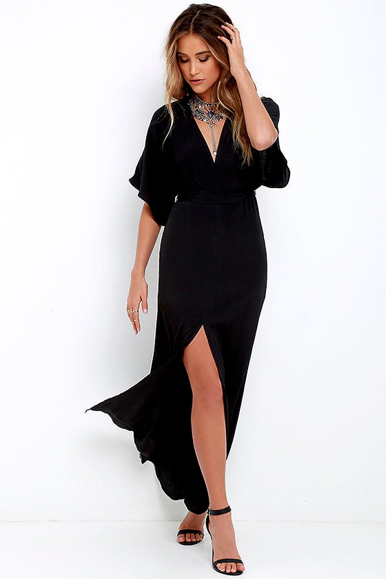 long black casual maxi dress