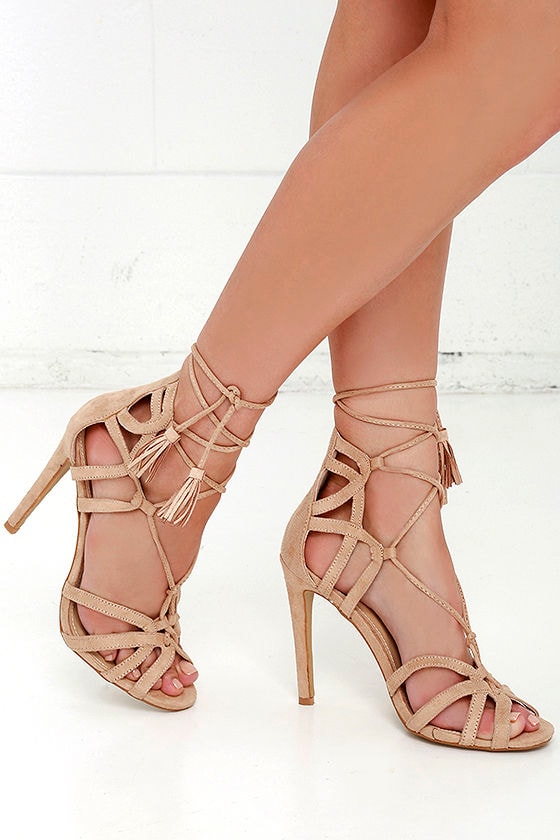 black strappy lace up heels