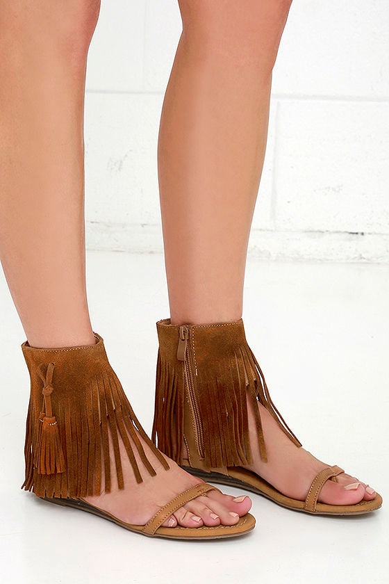 leather fringe sandals