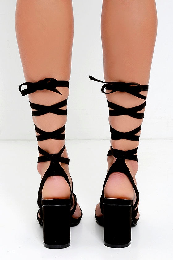 black heels with tie up