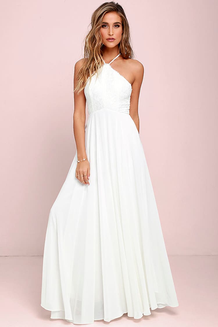 lulus everlasting enchantment maxi dress Stunning Light Peach Dress - Maxi Dress - Halter Dress - Lace Dress - $84.00